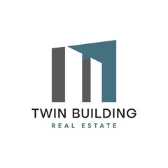 Twin Building in a Frame for Real Estate Business or Finance Vector Logo Template