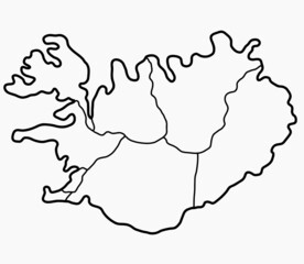 doodle freehand drawing of iceland map.