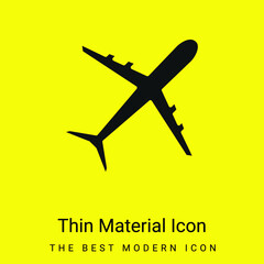 Airplane minimal bright yellow material icon
