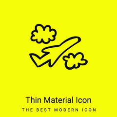 Airplane Hand Drawn Flight Between Clouds minimal bright yellow material icon