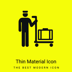 Bagagiste With Baggage On A Platform Cart minimal bright yellow material icon