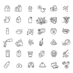 Natural food flat line icons set. flat collection