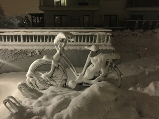 Rower zasypany śniegiem