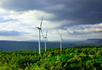 A large wind turbine for generating electricity is located on Khao Yai Thiang, Nakhon Ratchasima...