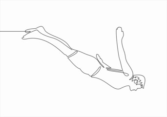 man dives into the water.Continuous line drawing 