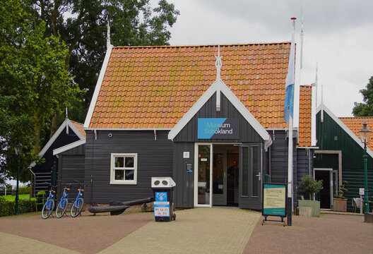 Schokland, the Netherlands - August 9, 2021: Entrance of Museum Schokland, an open-air museum in the Noordoostpolder.