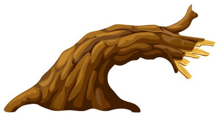 Stump, log. Cartoon piece of wood. Broken oak, linden, maple, cedar. Isolated vector element on white background. 