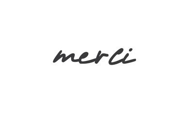 Merci. Beautiful greeting card calligraphy text. Hand drawn modern lettering.