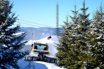 ski lift in winter
