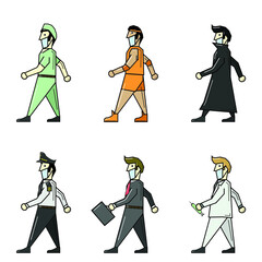 character modern cartoon flat icon uniform collection illustration group set background wallpaper cute man woman people answer doctor human icon set material occupation banner job worker female