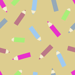 Colorful pencils hand drawn seamless pattern. Perfect for T-shirt, fabric, textile and print. Doodle vector illustration for decor and design.
