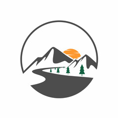 Mountain adventure logo template Premium Vector, Mountain logo badges Free Vector