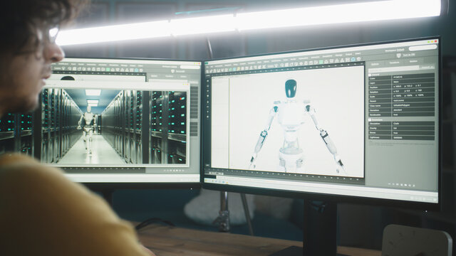 Man working with 3D modeling software