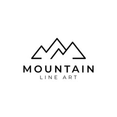 Simple modern outline mountain adventure logo design