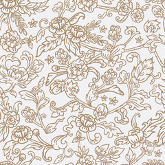 Beautiful golden Thai pattern - traditional floral seamless pattern from Thailand