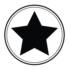 Icône étoile noire en double cercle. Illustration vectorielle.