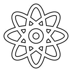 Atom molecular sign contour outline icon black color vector illustration flat style image