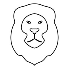 Lion Animal Wild cat head contour outline icon black color vector illustration flat style image