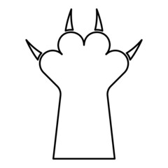 Paw with claw cat contour outline icon black color vector illustration flat style image