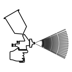 Painting tool in hand contour outline icon black color vector illustration flat style image