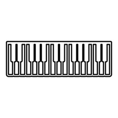 Pianino music keys ivory synthesizer contour outline icon black color vector illustration flat style image
