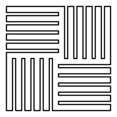 Tile square shape parquet wood floor material laminate plank slab panel contour outline icon black color vector illustration flat style image