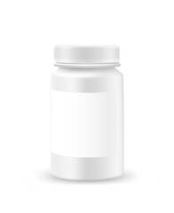 White plastic jar with cap isolated on white backgroynd. vector mockup