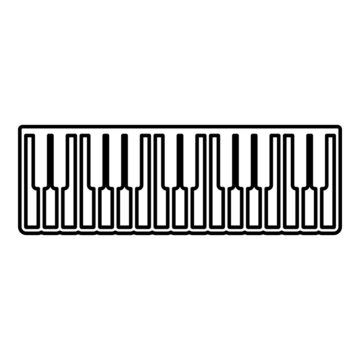 Pianino music keys ivory synthesizer contour outline icon black color vector illustration flat style image