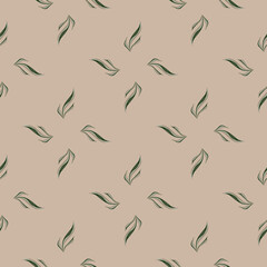 Seamless pattern seaweed on brown background. Marine flora templates for fabric.