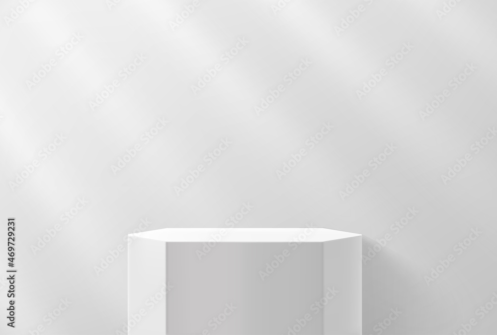 Aufkleber bright soft interior with empty pedestal and sun flare effect. realistic 3d style vector illustratio