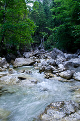 Naklejka na ściany i meble Rocks and Waterfalls at the Neuschwanstein castle, Germany.