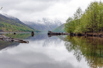 Snow Covered Mountain and Lake