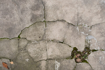 Pattern of old concrete floor , dirt, stains, moss.