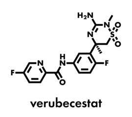 Verubecestat Alzheimer's disease drug molecule (BACE1 inhibitor). Skeletal formula.