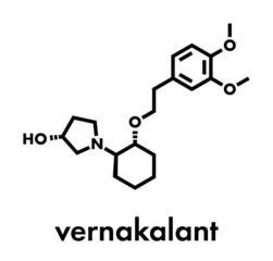 Vernakalant atrial fibrillation drug molecule. Skeletal formula.