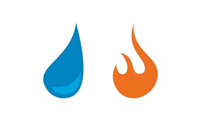 water and fire simple vector logo