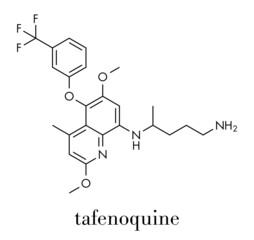 Tafenoquine malaria drug molecule. Skeletal formula.