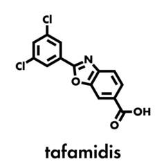 Tafamidis familial amyloid polyneuropathy (FAP) drug molecule. Skeletal formula.