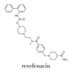 Fototapeta premium Revefenacin COPD drug molecule. Skeletal formula.