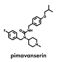 Pimavanserin antipsychotic drug molecule. Skeletal formula.