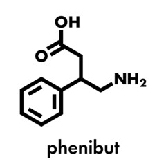 Phenibut anxiolytic and sedative drug molecule. Skeletal formula.