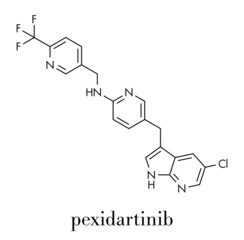 Pexidartinib cancer drug molecule. Skeletal formula.