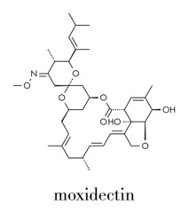 Moxidectin anthelmintic drug molecule. Skeletal formula.