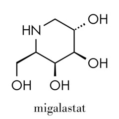 Migalastat Fabry disease drug molecule. Skeletal formula.