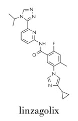 Linzagolix drug molecule. Skeletal formula.