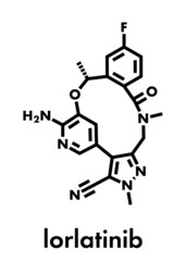 Lorlatinib cancer drug molecule. Skeletal formula.