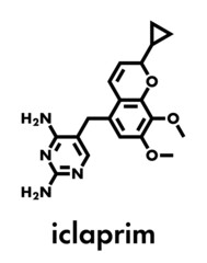 Iclaprim antibiotic drug molecule. Skeletal formula.