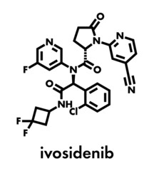 Obraz premium Ivosidenib cancer drug molecule. Skeletal formula.