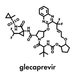 Glecaprevir hepatitis C virus drug molecule. Skeletal formula.