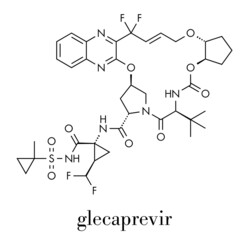 Fototapeta premium Glecaprevir hepatitis C virus drug molecule. Skeletal formula.
